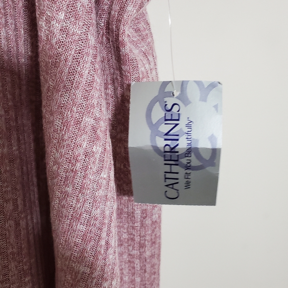 NWT Catherines Shirt Blouse Plaid Trim Ribbed Pink Mauve Size 2X 22 24 - Picture 7 of 11
